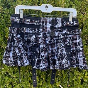 Living Dead Souls plaid pleated mini skirt
